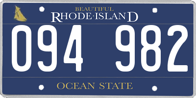 RI license plate 094982