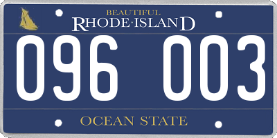 RI license plate 096003