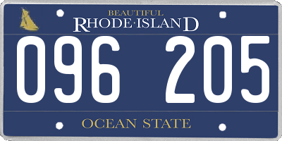 RI license plate 096205