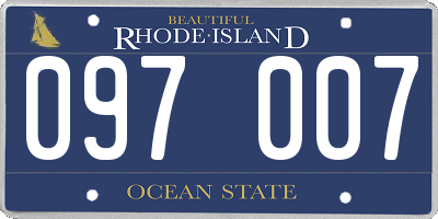 RI license plate 097007