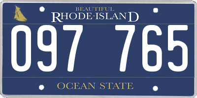 RI license plate 097765
