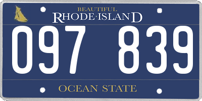 RI license plate 097839