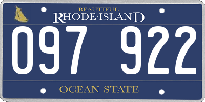 RI license plate 097922