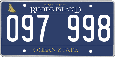 RI license plate 097998