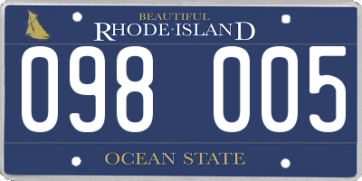 RI license plate 098005