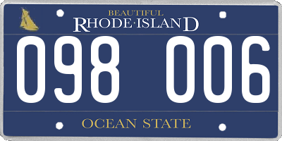 RI license plate 098006