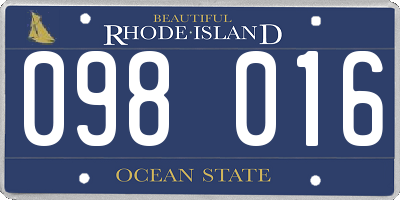 RI license plate 098016