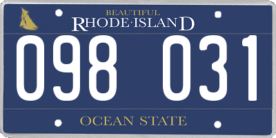 RI license plate 098031