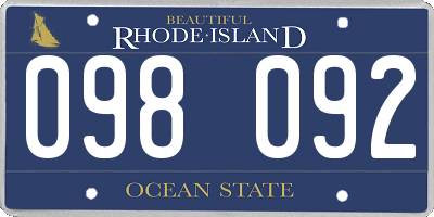 RI license plate 098092