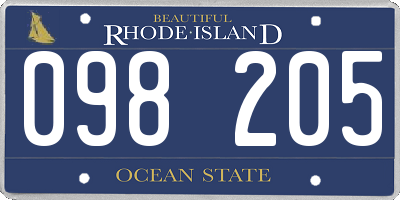 RI license plate 098205