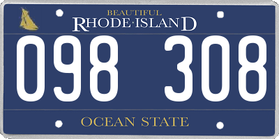 RI license plate 098308
