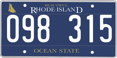RI license plate 098315