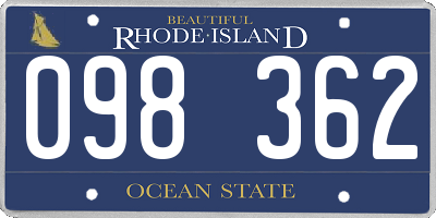 RI license plate 098362