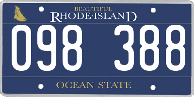 RI license plate 098388