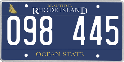RI license plate 098445