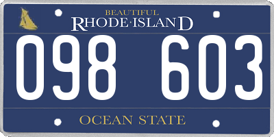 RI license plate 098603