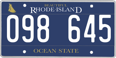 RI license plate 098645