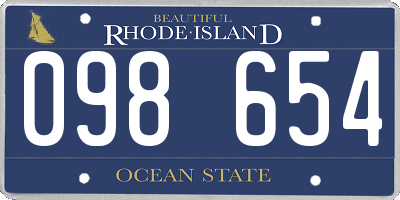 RI license plate 098654