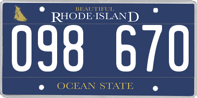 RI license plate 098670