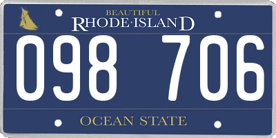 RI license plate 098706