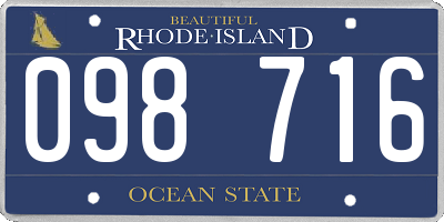 RI license plate 098716
