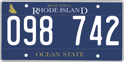 RI license plate 098742