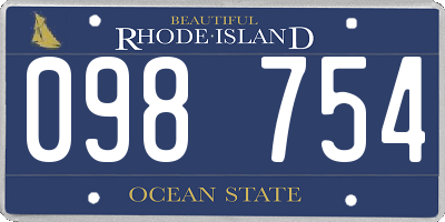RI license plate 098754