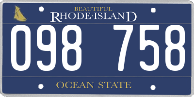 RI license plate 098758