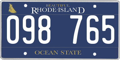 RI license plate 098765