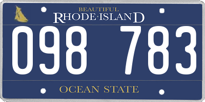 RI license plate 098783