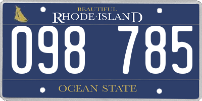 RI license plate 098785