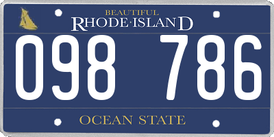 RI license plate 098786