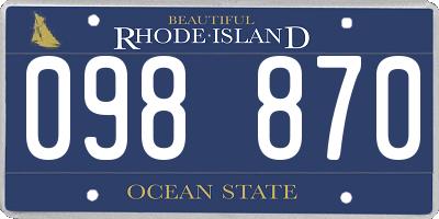 RI license plate 098870