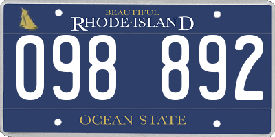 RI license plate 098892