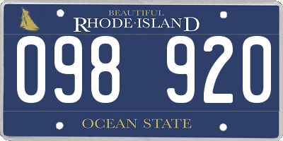 RI license plate 098920