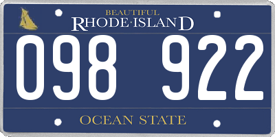 RI license plate 098922