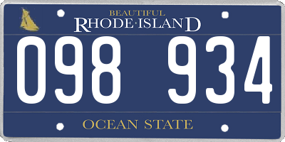RI license plate 098934
