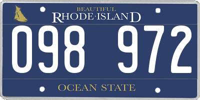 RI license plate 098972