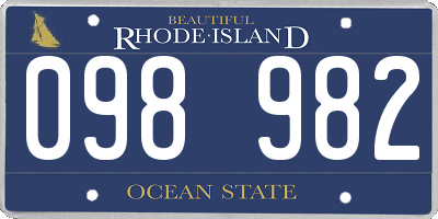 RI license plate 098982