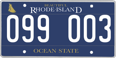 RI license plate 099003