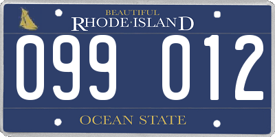 RI license plate 099012