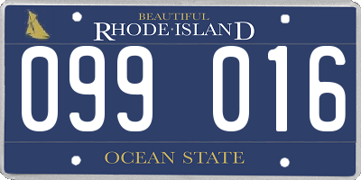 RI license plate 099016