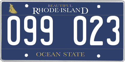 RI license plate 099023