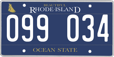 RI license plate 099034