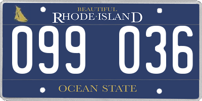 RI license plate 099036