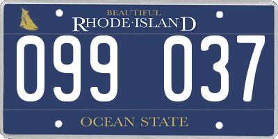 RI license plate 099037