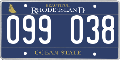 RI license plate 099038