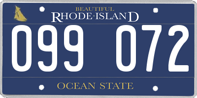 RI license plate 099072