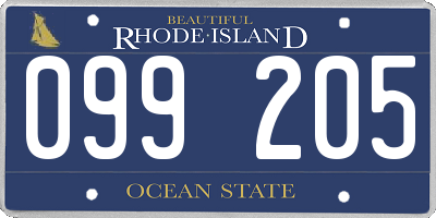 RI license plate 099205