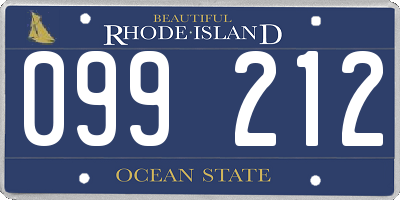 RI license plate 099212